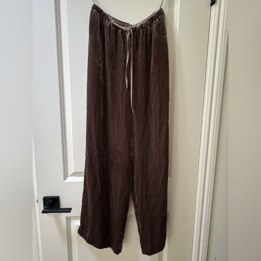 Brown Velvet Drawstring Lounge Pants